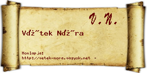 Vétek Nóra névjegykártya